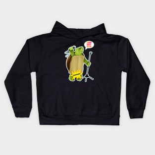 Turtle with microphone show must go on Kids Hoodie